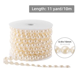 Guirnalda de perlas de 10 mm, semicircular, 11 yardas planas, para manualidades, decoración de árbol de Navidad (marfil)