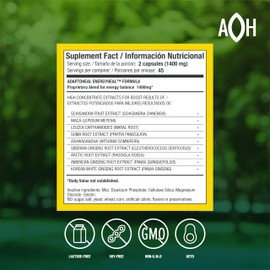 ADAPTOHEAL Adaptogen Leuzea, Ashwagandha, Rhodiola Rosea, Schisandra and Ginseng Complex – Energyheal Adaptogenic Energy Supplement for Natural Energy, Stress and Adrenal Support(90 Capsules)