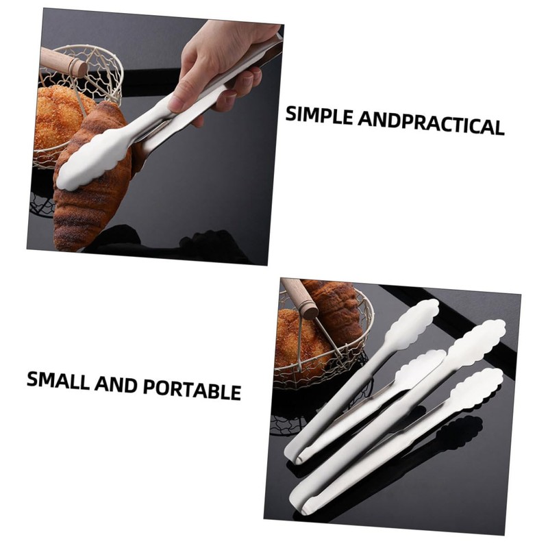 NOLITOY 2pcs Stainless Steel Food Clips Sturdy Barbecue Clamp Steak