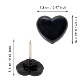 ONLYKXY 30pcs Sweetheart Push Pins Tacks Plastic Cute Love Heart Shape Head Nail Thumb Tacks Steel Point Bottom Tacks for Cork Bulletin Board Colored Tacks Decorative Push pins (Black)