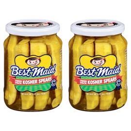 Best Maid Products - 24 Ounce Glass Jars Baby - Dill, Kosher, Hamburger Slices, Garlic Bites, Habanero Chips, & Xtreme Hot Pickles (2 Pack, Kosher Spears)