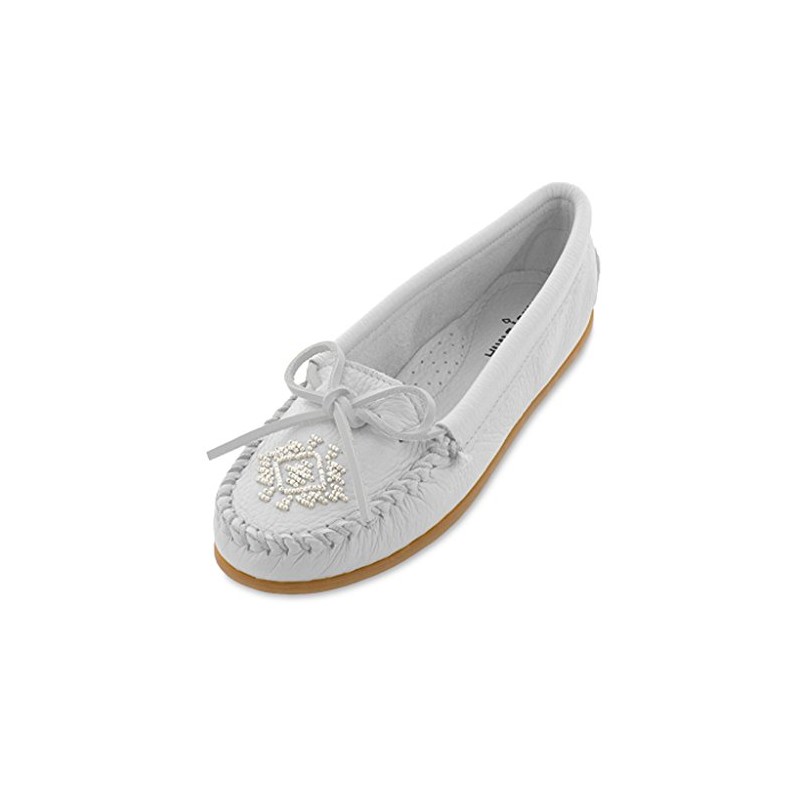 Minnetonka Damen Deerskin Beaded Moc Mokassin, Weiß (WhiteWhite), 35 EU