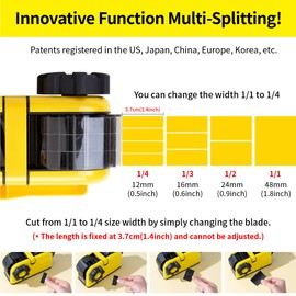 [TENDO°] Multi-Section Tape Dispenser ZO-508: Innovative Cutter for Custom Tape Width (Yellow)