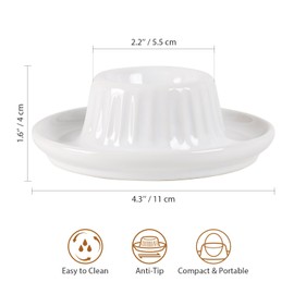 INGOFIN 2 Pcs Ceramic Egg Cups, Egg Holders for Soft and Hard Boiled Eggs, Classic Porcelain Stackable and Easy to Clean Tray, Decorative Egg Dish for Breakfast, Easter, or Kitchen, White