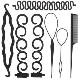ZZJB Women's Hair Styling Set of 7 Pieces - Hair French Braid Tools and Accessories (Black 7-piece set)