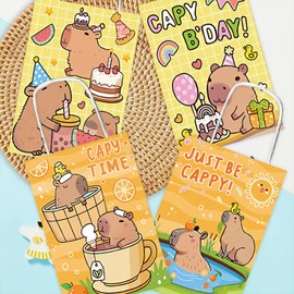 Capybara Party Favors Bags, Small Cute Capybara Gift Bags with Handles for Lovely Snack Treat Candy Gift Bag Decorations Birthday Party Supplies