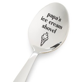 fabeesy Papa's Ice Cream Shovel Gift For Dad | Birthday From Daughter Son Father's Day Chrisrtmas Daddy Papa Lover Engarevd Spoon |Gift Him Men, Silver, 123, 7