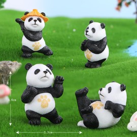 KARLOR Mini Panda Figures, 4 PCS Pandas Set Small Panda Decoration Figure Panda Garden Decoration Collectible Figures Panda Statues Miniature Panda Ornaments Micro Landscape Table Decoration
