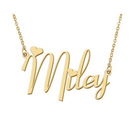 Aoloshow 18k Gold Plated Miley Heart Name Necklace Stainless Steel for Womens Birthday Graduation Jewelry