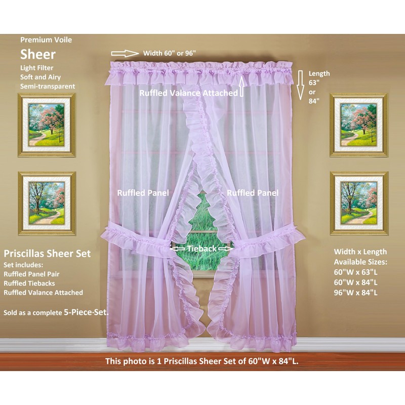 Today's Curtain, Emelia Priscilla Sheer Pair 60" W x 84"