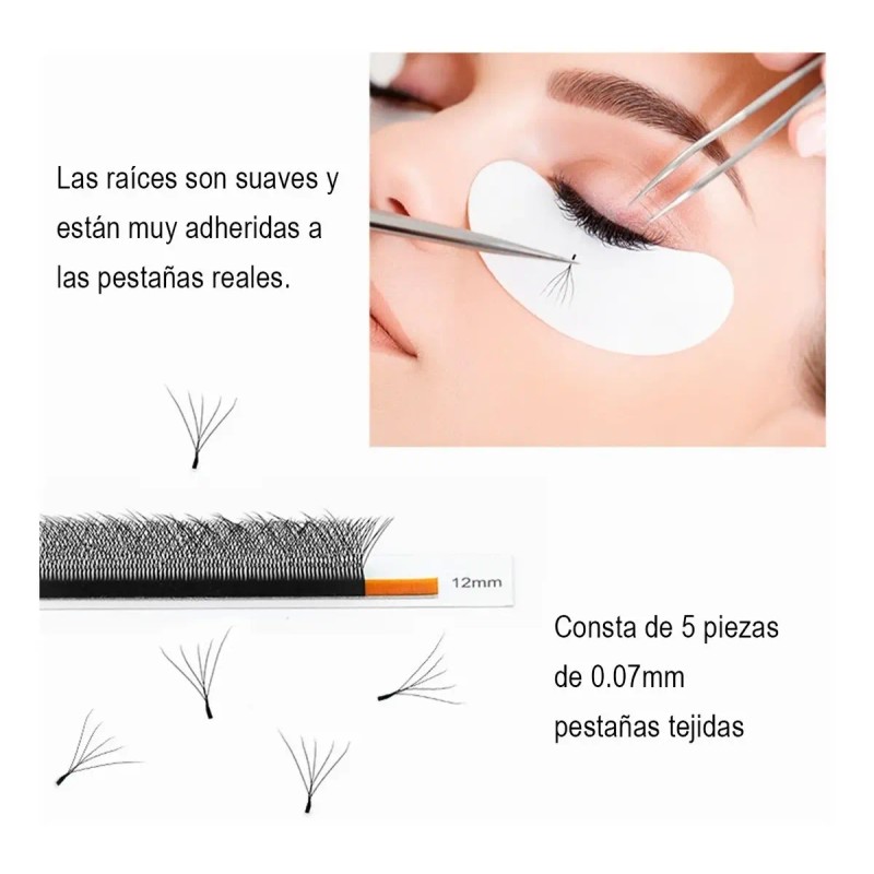 Nagaraku Extensiones De Pestañas 5d W Shape 8-15mm Mix