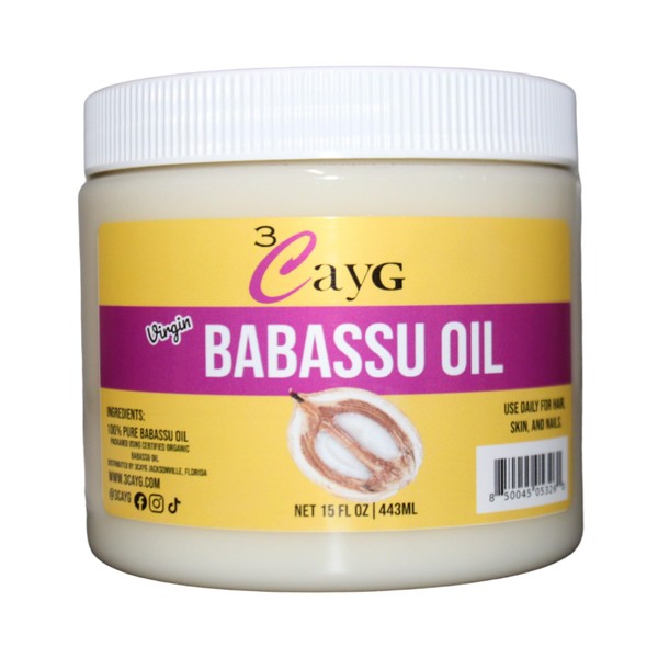 3CayG Virgin Unrefined Babassu Oil, Cold Pressed, For Strenthening and