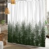 Leowefowa Forest Shower Curtain Green Misty Foggy Pine Trees Nature