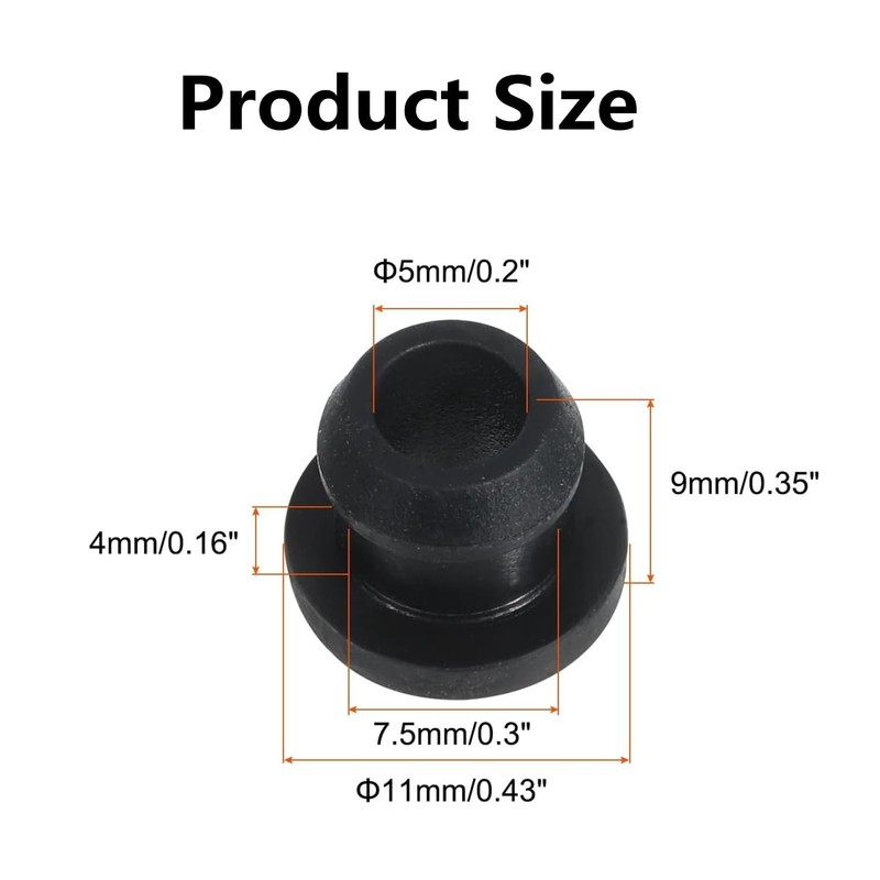10Pcs Snap Rubber Grommet Hole Plug Mount Dia 6.5mm ID