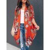 Ivay Womens Floral Kimono Duster Cardigans Short Sleeve Draped Oversized