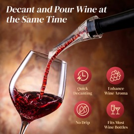 NEUTYPECHIC Weinbelüfter Ausgießer Tropffreier, Dekanter Rotwein mit Vakuum Weinstopfen, Dekantierausgießer mit Belüfter Einfache Reinigung, Geschenkset Weinausgießer für Partys, Bars, Festivals