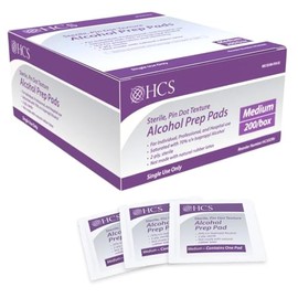 HCS - Almohadillas de preparación de alcohol medio - Toallitas con alcohol isopropílico al 70%, envueltas individualmente, 2 capas, texturizadas, esté