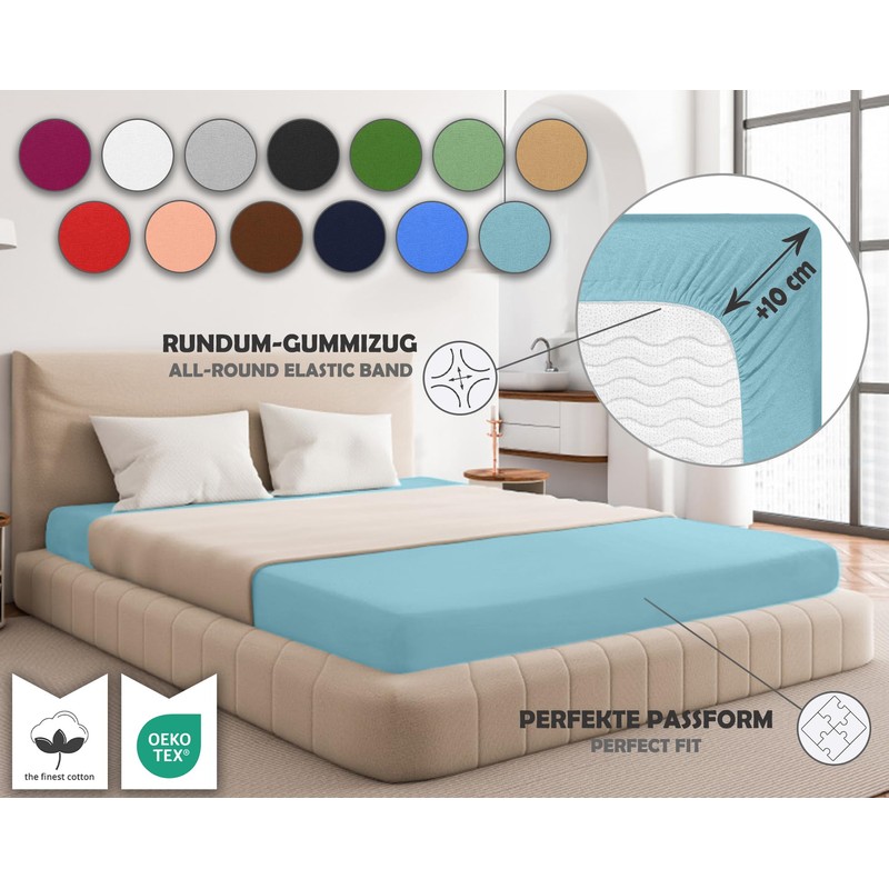 Sesto Senso Fitted Sheet 140 x 200 cm Blue for