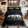 Castle Fairy Lodge Cabin Comforter Set Gray Bear Pine Tree