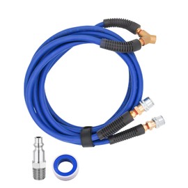 WNCGC 2 Way Tire Inflation Hose 1/4 Inch x 8.2FT Hybrid Air Hose, Heavy Duty Air Compressor Hose with 1/4" Industrial Quick Coupler Fittings, 300 PSI