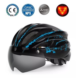 PEGGS Casco De Bicicleta De Ciclismo De Montaña Con Luz Led, Lente