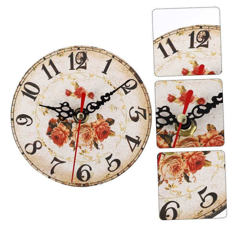 ORFOFE Retro Silent Desktop Clock Wooden Adornment Boho Decor Wall