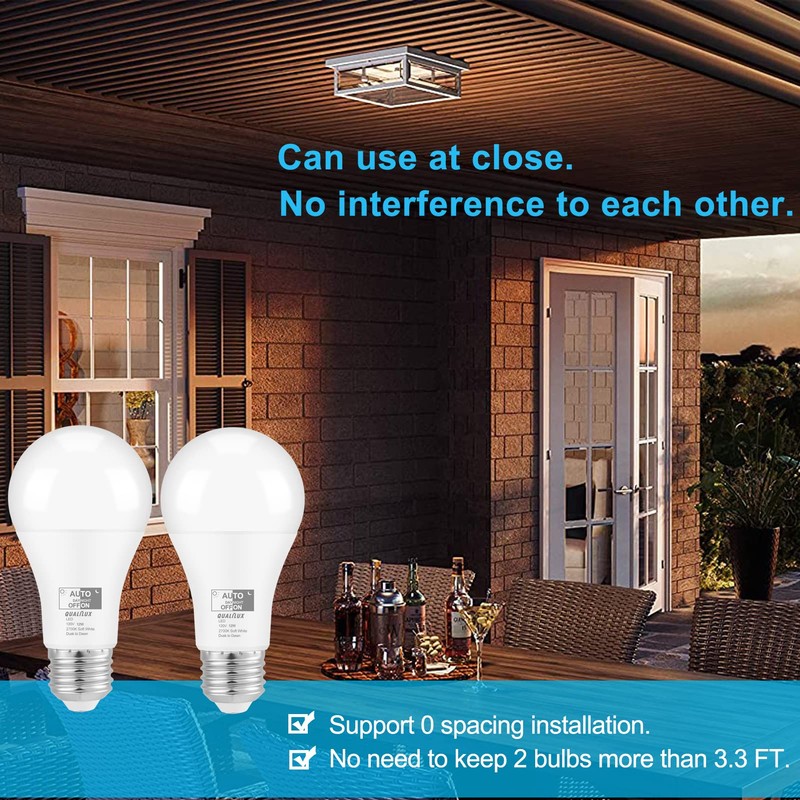 Qualilux Dusk to Dawn Light Bulbs 1000 Lumen, Soft White,