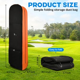 Soft Sided Golf Travel Bags for Airlines with Wheels - Foldable 630D Nylon Fabric Travel Golf Bag - Wear-Resistant Portable Hard Case Golf Travel Bag with Waterproof Coating (Orange)