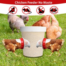 4 Pcs DIY Chicken Feeders Chicken Feeders No Waste Automatic Poultry Feeder 4 Ports 1 Hole Saw Gravity Chick Feeder Rodent Proof Rain Proof Chicken Feeder Port for Buckets Barrels Bins Troughs