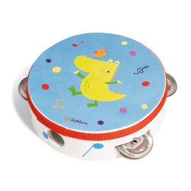 Eichhorn 100003483 Musical Tambourine with Cute Animal Motif, Musical Instrument Made of Wood, Colourful, 14.5 x 14.5 x 4.5 cm, from 1 Year