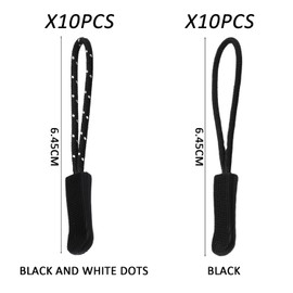 MAXQUU 20 Pieces Zipper Pull Cords, Zipper Label Pull Cords, Jacket Zipper Pull Cords, Zipper Replacement Pullers (Black)
