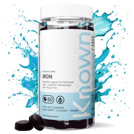 Iron Vegan Gummies by Known Nutrition | 60 Two-a-Day Gummies (One Month’s Supply) | Healthy Cognitive Function, Boost Metabolism Energy Levels | Chewable Mixed Berry-Flavoured Gummies (3 Bottle)