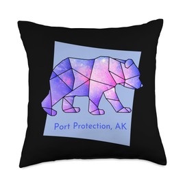 Alaska Bear Lovers Port Protection Galaxy Bear Abstract Geometrical Animal Star Throw Pillow, 18x18, Multicolor