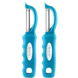 Spring Chef Premium Swivel Vegetable Peeler Set of 2, Stainless Steel Potato Peeler for Kitchen with Soft Grip Handle, Apple Peeler With Sharp Blades, Dishwasher Safe Food Peeler - Teal