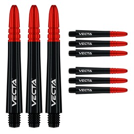 WINMAU Dart Shaft - Vecta Polycarbonate Dart Stems - 1 Set per pack (3 darts Shafts in total) - Professional Darts Accessories - Black and Red Medium Shafts
