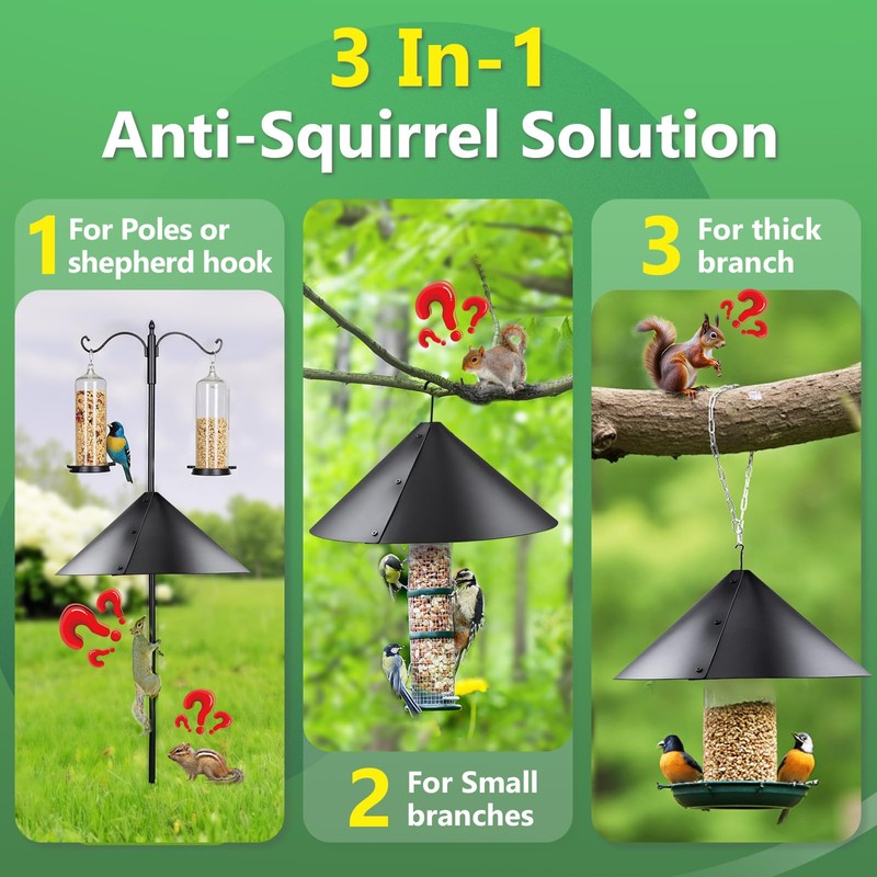 19.5 Inch Squirrel Baffle for Bird Feeder Pole Hang &