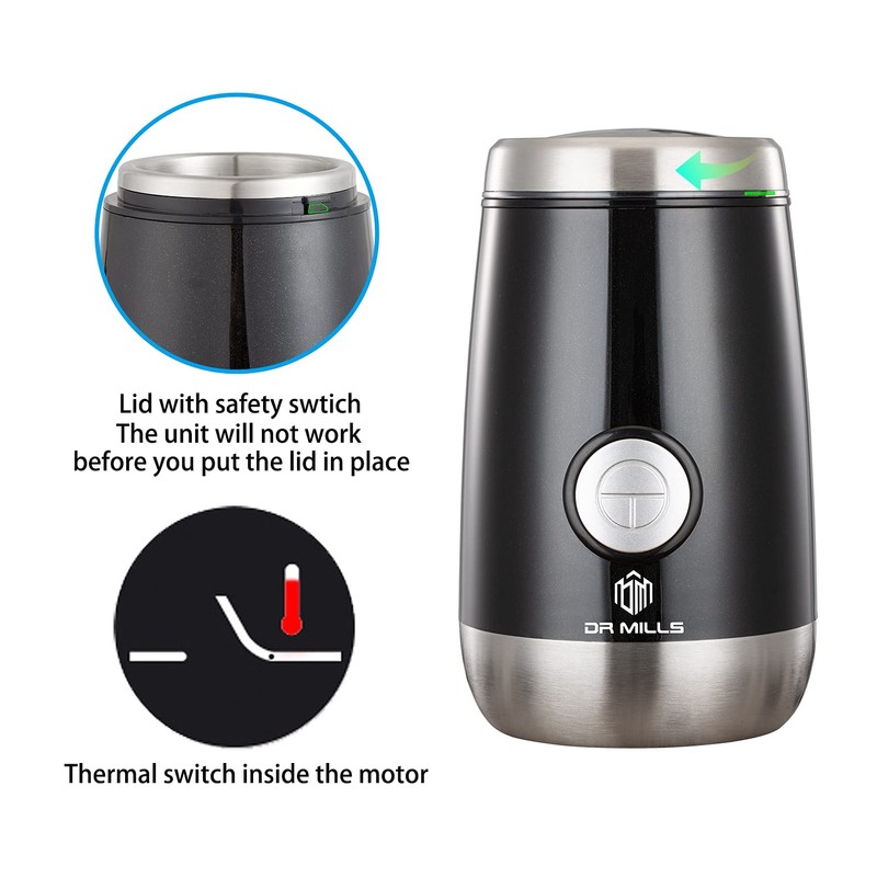 DR MILLS DM-7445 Coffee Grinder Electric,Spice and Herb Grinder, Blade