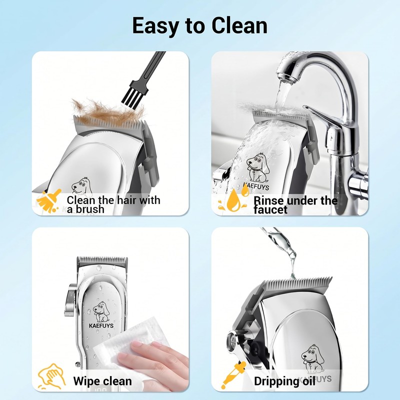 KAEFUYS Dog Clippers IPX7 Waterproof Dog Cat Professional Dog Clipper