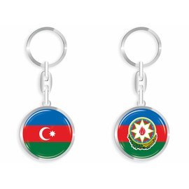 daged Azerbaijan Metal Key Ring 3D Effect + Sticker - RD, multicoloured