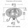 ElekTek Ceiling Rose with 3 Hooks with Matching Screws, Strain
