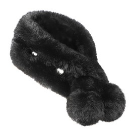 Plush Winter Scarf for Kids Children Warm Faux Fur Collar Wrap Thermal Thick Lining Soft Fleece Girls Wrap Scarf Solid Color Furry Neck Warmer with Pom Comfy Casual Style Cold Weather Outdoor