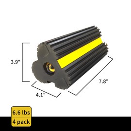 ROBLOCK 2 Pairs Wheel Chocks Heavy-Duty Rubber Wheel Block Non-Slip Base with Nylon Rope Yellow Reflective Tape - 4 Pack Wheel Stopper for Travel Trailers, Car, Camper, Truck, Black