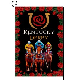 Sunwer Kentucky Derby Garden Flag Jockey Horse Racing Themed Party Decoration Run for The Roses Outdoor Lawn Yard Patio Decor Supply (Black)