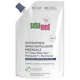SEBAMED Soap-free washing emulsion sea salt refill bag, 400 ml, for particularly mild cleaning of dry and sensitive skin, suitable for hand, face and body cleansing