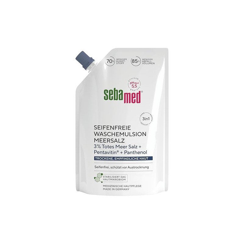 SEBAMED Soap-free washing emulsion sea salt refill bag, 400 ml,