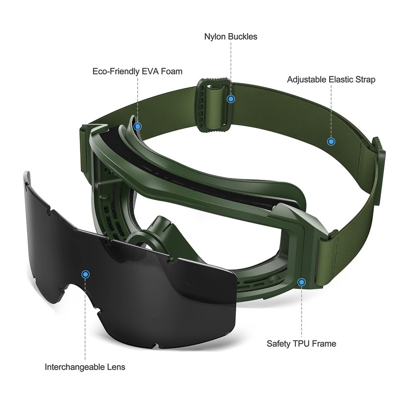 XaegisTac Airsoft Anti fog Goggles Adjustable Military Tactical Glasses with
