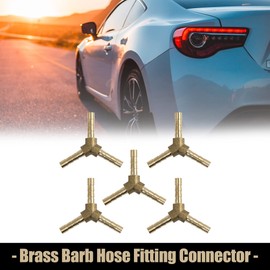 sourcing map Pack of 5 Y Hose Connectors 4 mm Brass Fitting Y Piece Hose Connection 3 Way Connection for Air Water Gas Oil