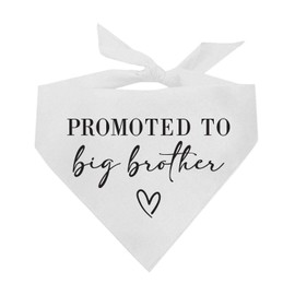 Promoted to Big Brother Dog Bandana | 100% Cotton Adjustable Triangle | Pregnancy Announcement | New Baby Made in USA | White One Size (691) GB
