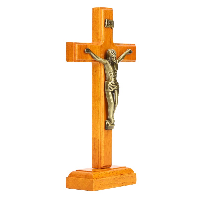 Crucifix Wooden Hand Made Standing Catholic Jesus Crucifix Wall Cross