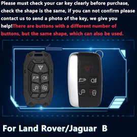 Cavlobe for Land Rover Zinc Alloy Key Fob Cover,Keychain,Full Protection Car Key Case for Jaguar Smart Remote Keyless Keyshell Accessories(NO.027 Black)